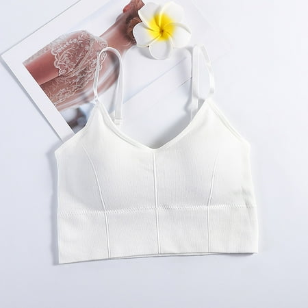 Pavied Minimizer Bras Bralettes for Women Sports Bra Built In Bra Womens Tank Tops Strap Stretch Cotton Camisole With Built In Padded Shelf Bra Small Backless Bra Womens Bras White One Size