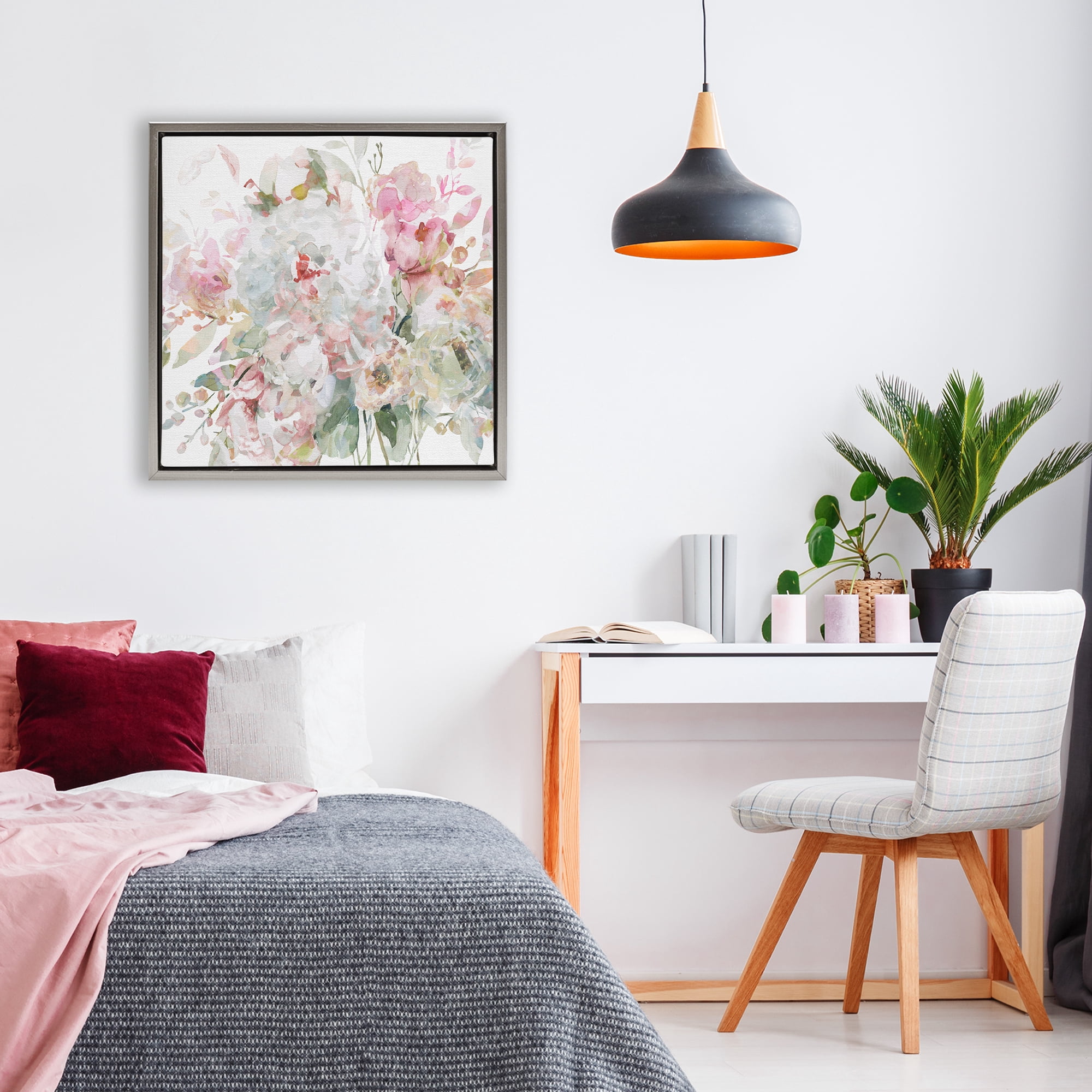 Stupell Industries Romantic Pastel Blossoms Gray Framed Floater Canvas Wall Art, design by Carol Robinson
