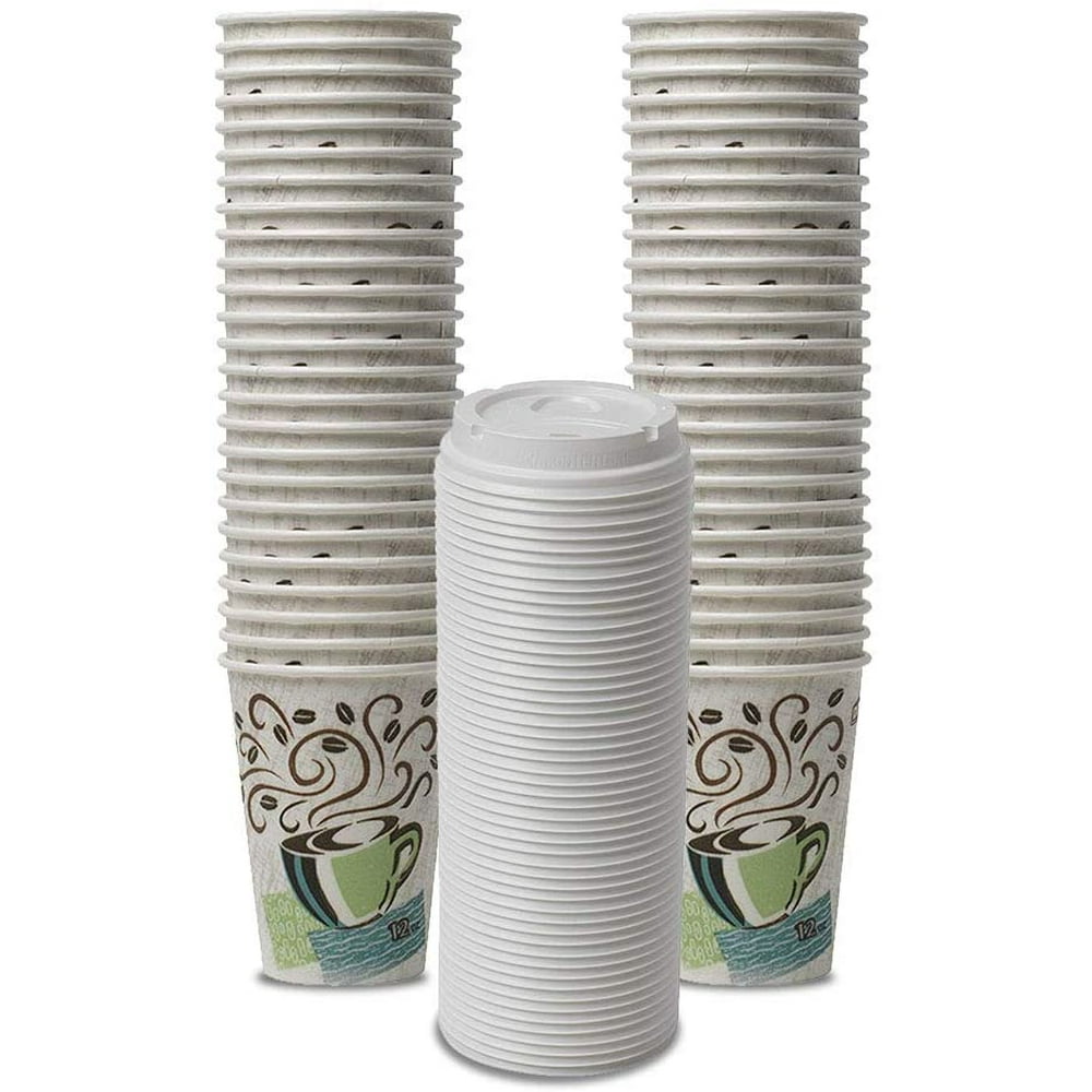 Dixie PerfecTouch WiseSize Coffee Design Insulated Paper Cup, 12oz Cups