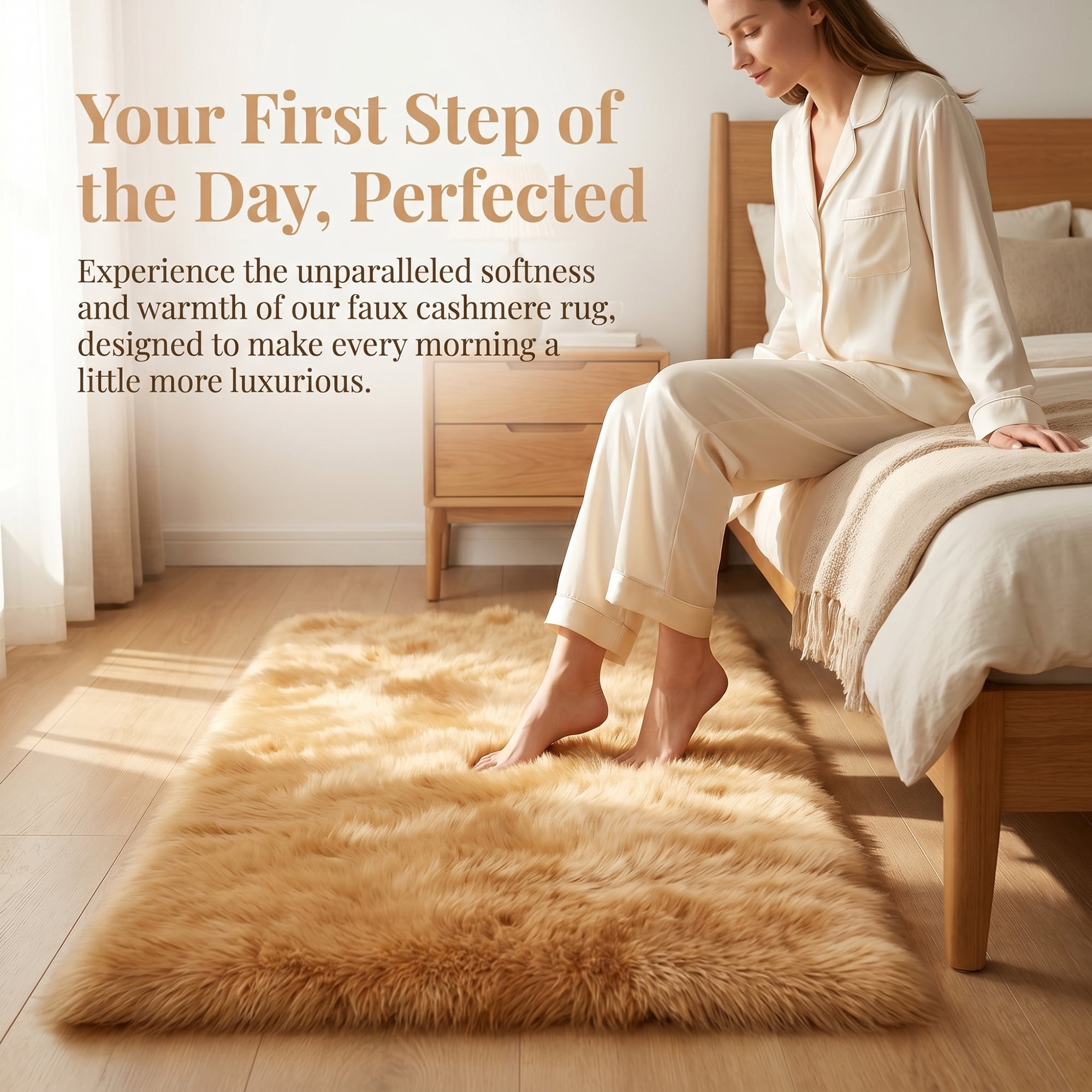 Unique Bargains Shaggy Area Rug Ultra Soft Fluffy Non Slip Fuzzy Carpet 35" x 24" Khaki