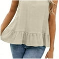 thumbnail image 5 of Felirenzacia Women's Halter Neck Ruffle Hem Tank Top, 2026 Spring Summer Soft Lightweight Flowy Spaghetti Strap Sleeveless Top,Khaki,S, 5 of 8
