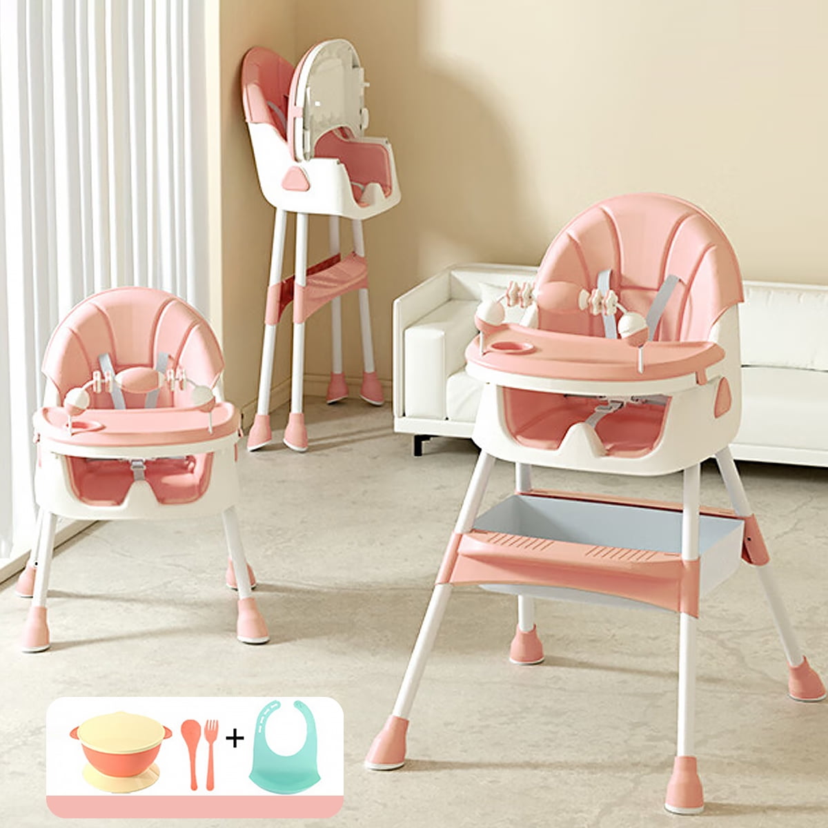 Baby High Chair 4in1 Convertible Play Seat Booster Toddler with