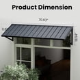 thumbnail image 4 of BACKYARD BEAUTIFUL Metal Awning 70" x 24", Front Door and Window Canopy with Powder-Coated Frame, Weather Resistant Sun and Rain Shelter for Patio, Entrance, Porch and Balcony, Dark Gray, 4 of 8
