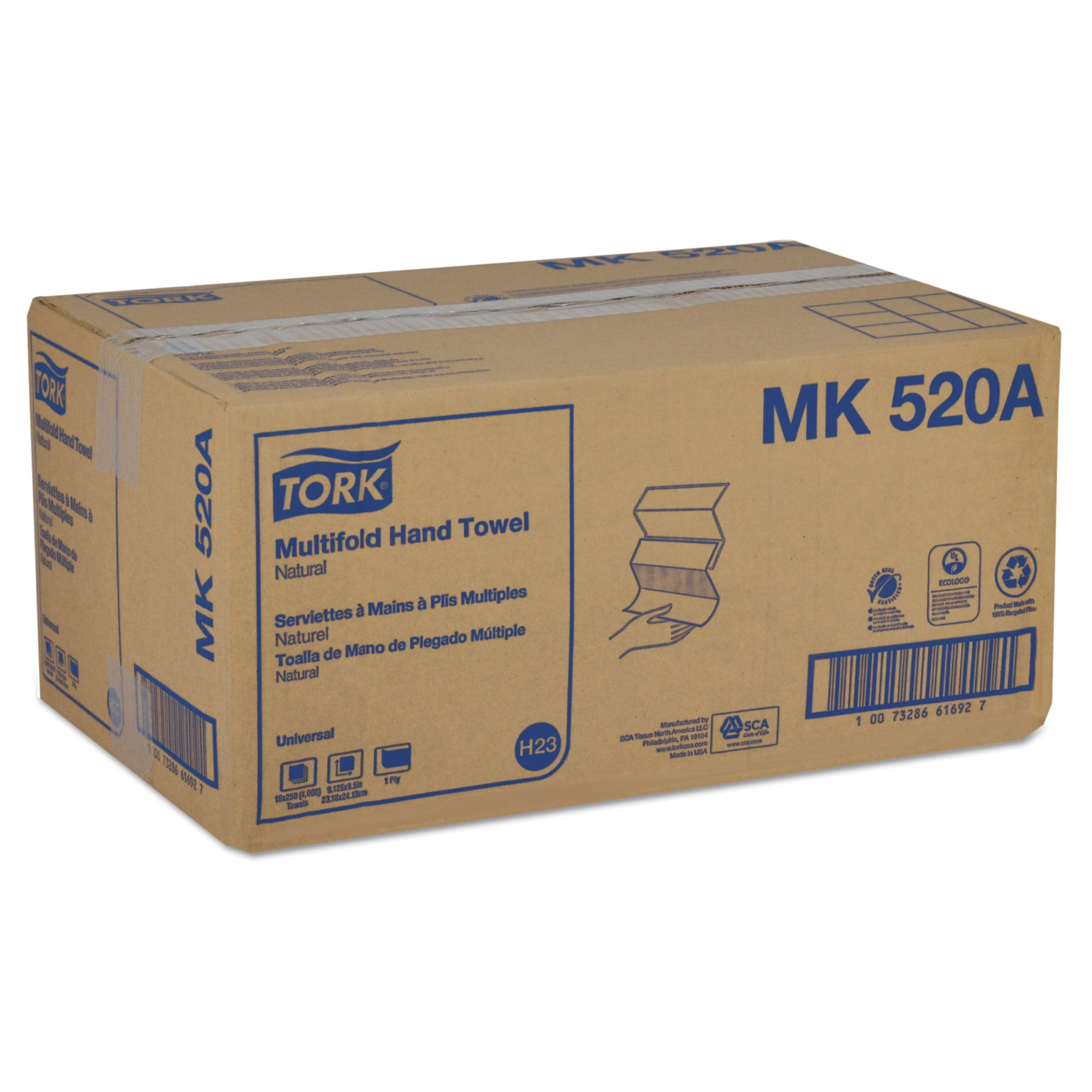 Essity Multifold Hand Paper Towels, White, 250 Sheets, 16 Pack