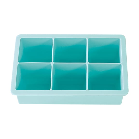 Large Ice Cube Trays for Whiskey, Silicone Ice Cube Tray, With Reinforced Steel Ring Top, Makes 6 Perfect 2-In Ice Cubes, Square Ice Tray for Cocktails, Whiskey, Coffee