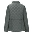 thumbnail image 6 of Women Quilted Barn Jacket Snap Button Diamond Long Sleeve Puffer Coat Outerwear with Pockets Warm, 6 of 7