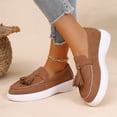 thumbnail image 6 of IEMIEMIEM Women's Suede Penny Loafer Shoe Comfort Tassel Embellished Trendy Loafers 2026 Fall Fashion Slip-on Shoes Soft Sole Flat Brown 8.5 Wide, 6 of 6