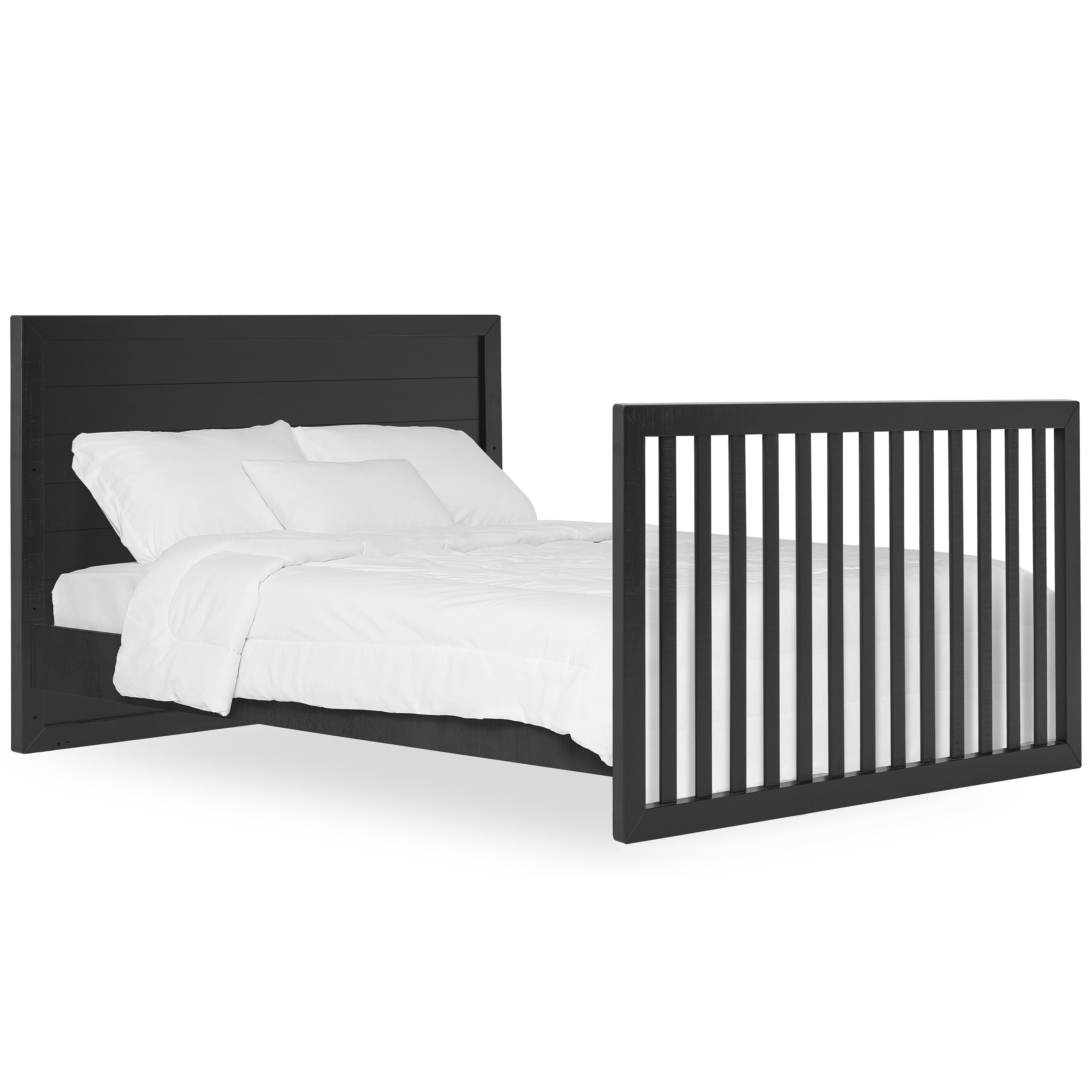 Evolur Convertible Crib Wooden Full Size Bed Rail In Onyx Black
