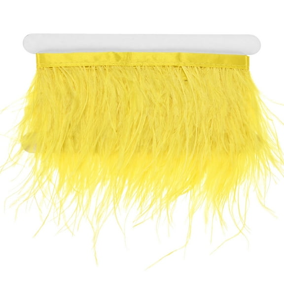 Uxcell Ostrich Feather Trim Fringe, 2 Yards 3-4" Natural Fluffy Feather Trim for Crafting [Yellow]