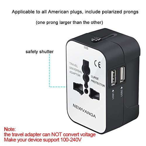 Black All in One Universal Wall Charger International AC Power Plug Adapter with USB Charging Port for USA EU UK AUS Cell Phone Laptop iClever Worldwide Travel Adapter 