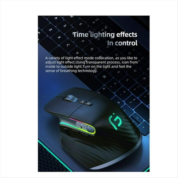 Ratón Inalámbrico Bluetooth 5.0 Mouse 2.4G Ratón Óptico Portátil Inalámbrico Ratones Ergonómicos para Computadora de Mano Derecha Negro