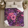 thumbnail image 5 of Purple Butterfly Peony Garden, Festive autumn celebration Scene, Warm Flannel Blanket for Living Room and Reading Nook with Detailed Artwork, Art Lovers autumn celebration Gift, Festive Home Decor, 5 of 9