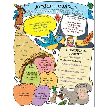 Personal Poster Set: I'm a Thankful Kid! (3-6): Write-And-Read Learning Posters Ready for Kids to Display with Pride! (Best Way To Display Posters)