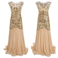 thumbnail image 5 of formal Gowns and Evening Dresses Wedding Guest Dresses for Women Vintage 1920s Sequin Beaded Tassels Party Night Hem Flapper Gown Dress, 5 of 6