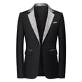 thumbnail image 4 of Mens Blazers Slim Fit Business Casual Men Suit Sport Coat with Contrast Inner One Button Travel Blazer Lightweight Dress Suit Jacket Size 3XL Silver, 4 of 9