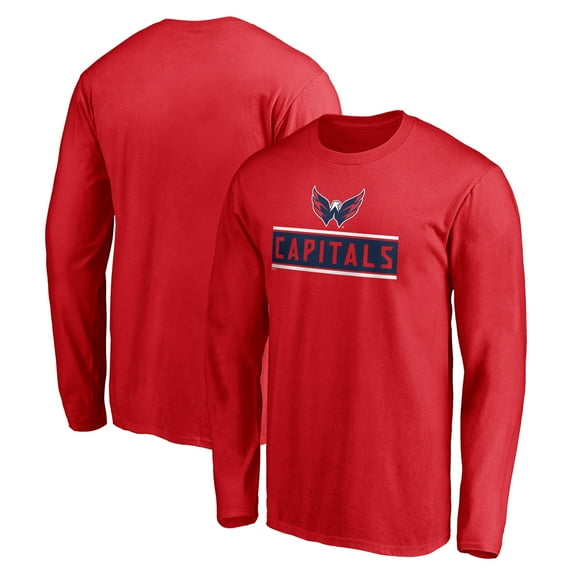 Men's Red Washington Capitals Team Arch Knockout Long Sleeve T-Shirt