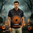thumbnail image 5 of IAJDKMEK Halloween Men's Polo Short Sleeve Shirt - Button-Down Collar Knit Shirt, Breathable Summer Shirt for Daily Wear, Party, Golf Shirt & Halloween Costume,White S, 5 of 7