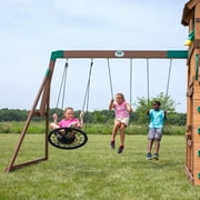 Backyard Discovery Highlander Cedar Wood Swing Set, Wave Slide, Three-Story Clubhouse