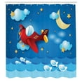 thumbnail image 3 of Ambesonne Moon Shower Curtain, Moon and Stars, 69"Wx84"L, Blue and Yellow, 3 of 5