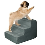 Angle View: Petmaker High Density Foam Pet Stairs with Machine Washable Micro-Fiber Cover, Dark Grey