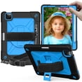 thumbnail image 2 of Dteck for Apple iPad Air 4th Generation 10.9-inch (2020 Released),Shockproof Three-Layer Multi-functional Case Heavy Duty Protector Rubber Hard Back Kickstand Hand/Shoulder Strap Cover,Black+Blue, 2 of 7