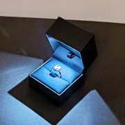 Luxury LED Light Jewelry Box, Ring Box Wiht Led Light for Engagement Proposal,Black.