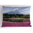 thumbnail image 1 of Fuji Pillow Sham, Festival of Shibazakura Flower Field, Decorative Standard Queen Size Printed Pillowcase, 30" X 20", Dark Magenta Dark Ceil Blue Slate Brown and Olive, by Ambesonne, 1 of 2