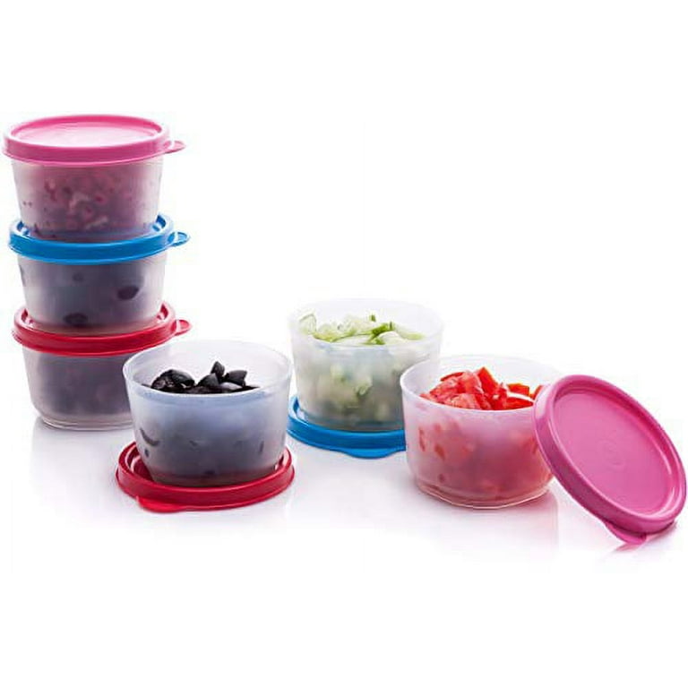 Tupperware Square Rounds 16 30 Oz Freezer Containers Set 4 Pink Lids Freeze  It