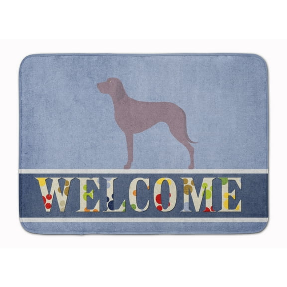 Weimaraner Welcome Machine Washable Memory Foam Mat Blue