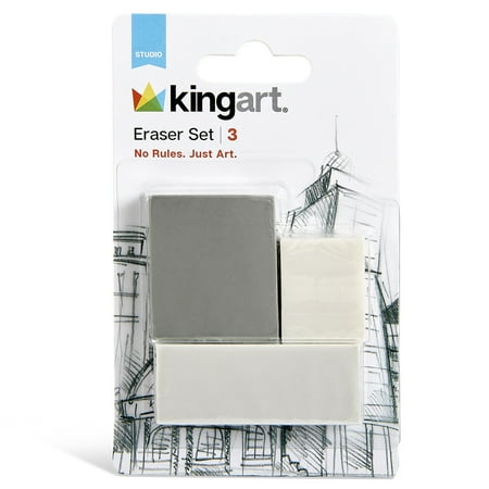 KINGART Assorted Erasers, Set of 3