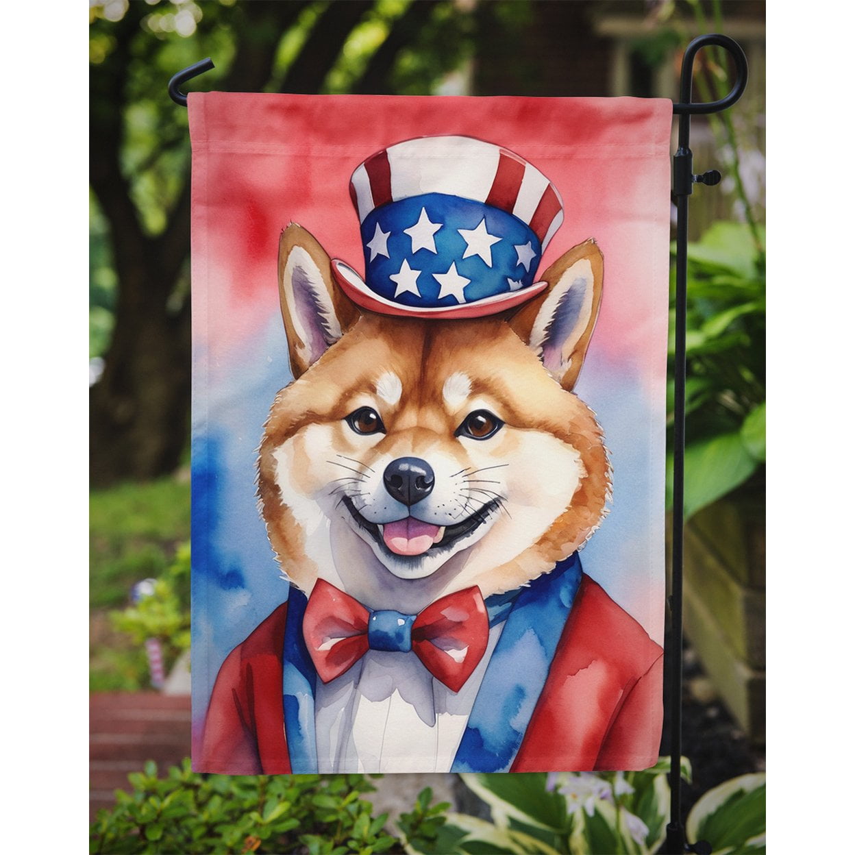 Shiba Inu Patriotic Garden Flag 11.25 in x 15.5 in
