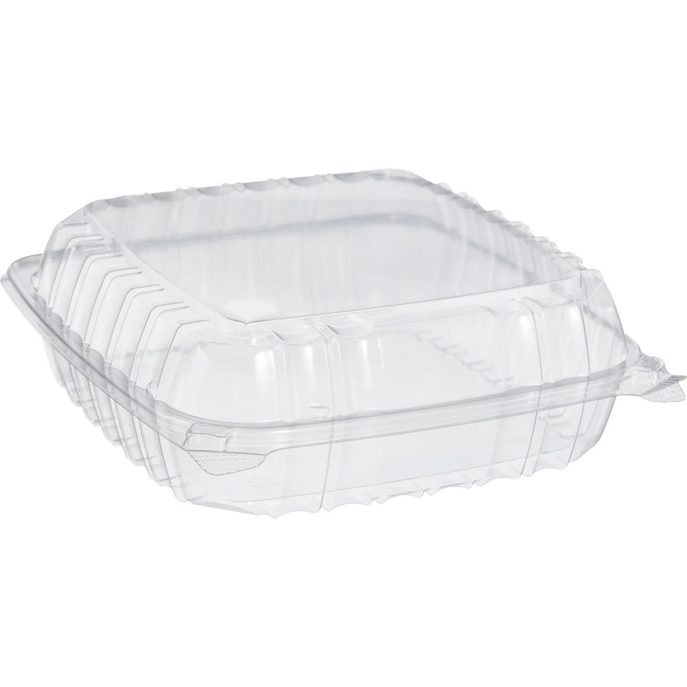 Dart ClearSeal Plastic Hinged Container, Large, 9x91/2x3, Clear, 100
