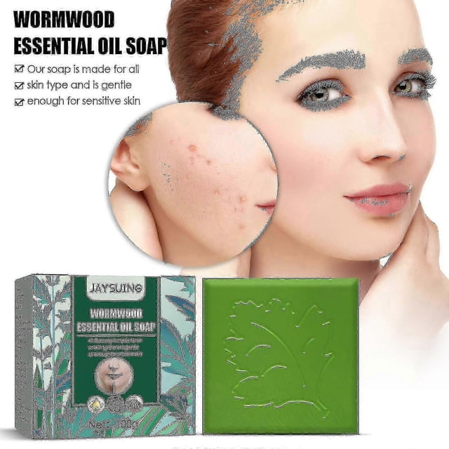 Jaysuing Anti-mite Mugwort Essential Oil Soap Home Skin Care Cleansing Soap Deep Cleansing Soap Anti-mite Acne