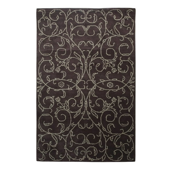 EORC Brown Hand-Tufted Wool Transitional Wiled Tufted Rug, 5' x 8'