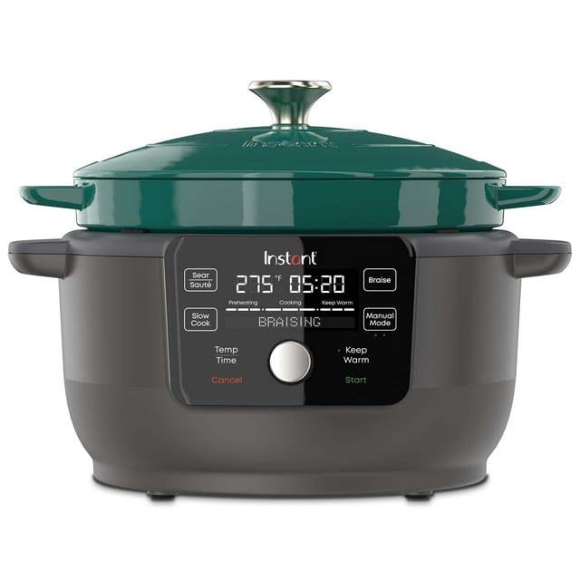 Instant Electric Round Dutch Oven, 6-Quart 1500W, From The Makers Of Instant Pot, 5-In-1: Braise, Slow Cook, Sear/Sauté, Cooking Pan, Food Warmer, Enameled Cast Iron, Included Recipe Book, Green
