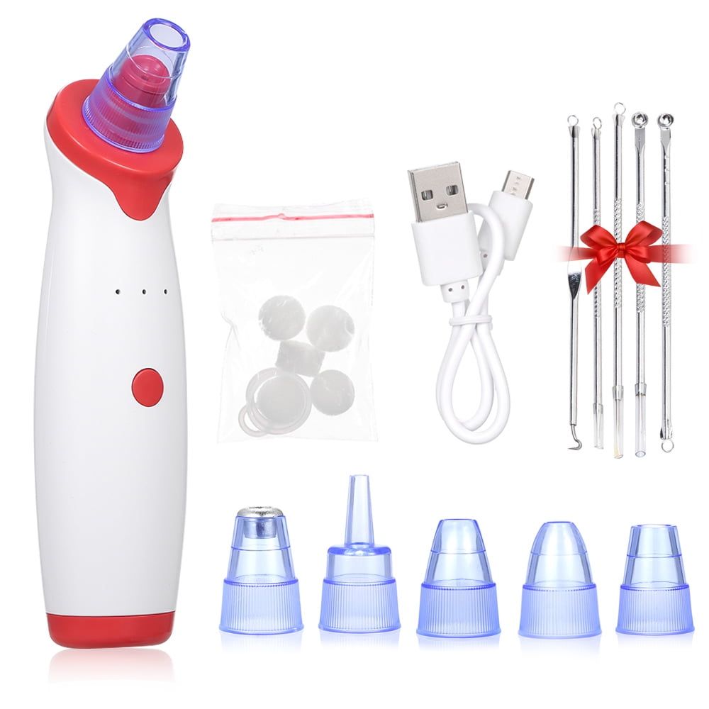 Electric Blackhead Suction Device with 5 in 1 Pimple Zit Comedone