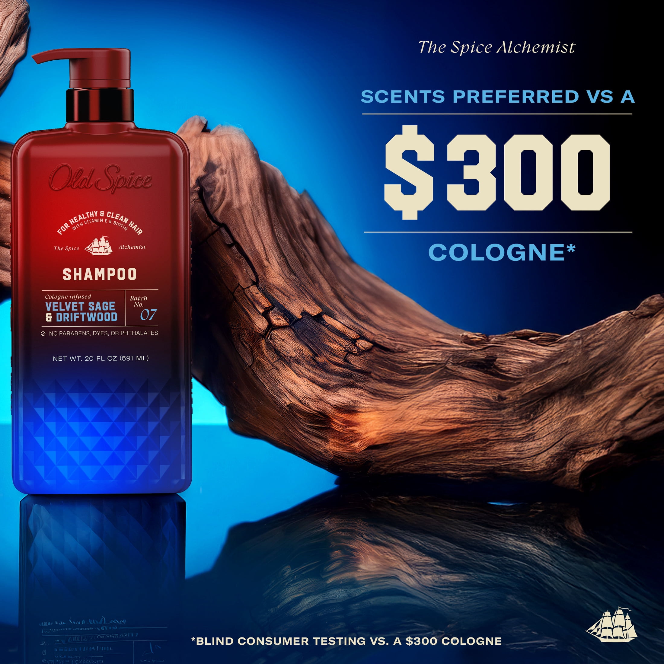 (4 pack) Old Spice Mens Shampoo, The Spice Alchemist Collection, Velvet Sage & Driftwood, 20 fl oz