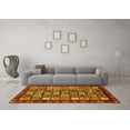 thumbnail image 3 of Ahgly Company Machine Washable Indoor Round Abstract Yellow Modern Area Rugs, 6' Round, 3 of 4