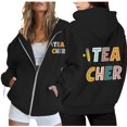 thumbnail image 4 of Teacher Hoodies for Women 2025 Zip Up Hoodie with Pockets Y2K Back To School Outfits Hooded Sweatshirt Women Jacket, 4 of 6