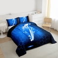 thumbnail image 3 of jejeloiu 3D Cartoon Lightning Queen Comforter Set,Blue Honeycomb Hexagon Bedding Comforter Set For Boy Teens Reversible 3 Pieces, 3 of 8