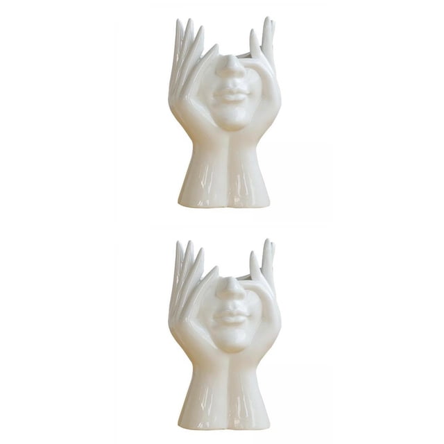 Estatua de Florero Secas de Florero de Cerámica de 2 Piezas para Decoraciones de para El Hogar Baoblaze jarrón de ceramica