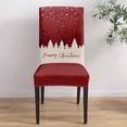 thumbnail image 4 of Stretch Dining Chair Covers Set of 6, Merry Christmas Tree Abstract Winter Snowflakes Red Vintage Removable Dining Chair Protector Slipcovers for Kitchen Party Restaurant, 4 of 6