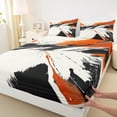 thumbnail image 3 of Manfei Chic Watercolor Queen Sheet Sets for Teen, Chinese Ink Flat Sheet, Black Orange Splash Queen Fitted Sheet, Luxury Bedroom Decor, 4 Pieces, 3 of 7