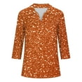 thumbnail image 5 of WCMZJ 3/4 Length Sleeve Womens Tops V Neck T Shirts Collar Work Blouses for Women Dressy Casual Sequin Polo Shirts Spring Summer Fall Top Fashion 2025 Orange S, 5 of 5