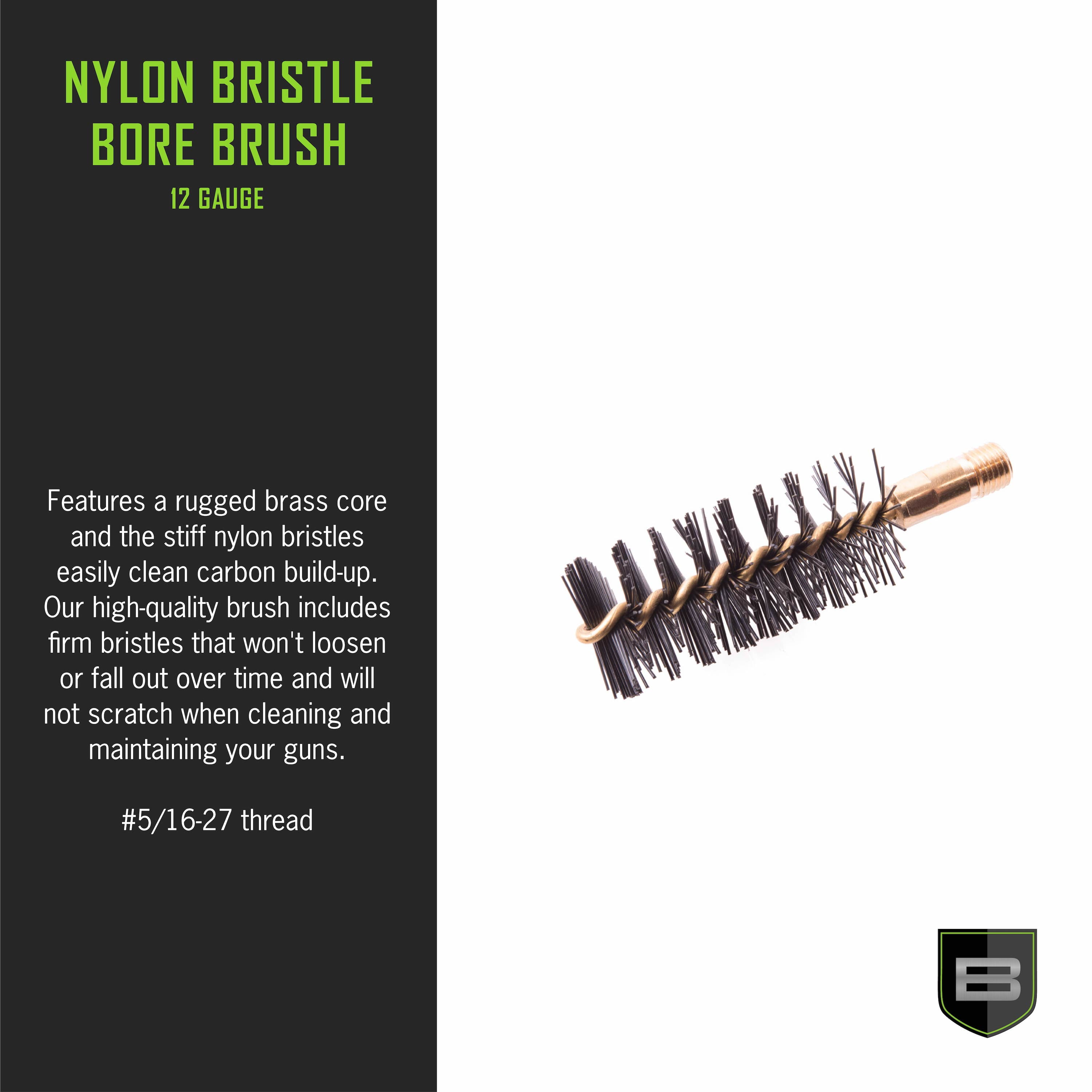 Breakthrough Clean Technologies® Nylon Bristle Bore Brush, 12-Gauge, Brass Core