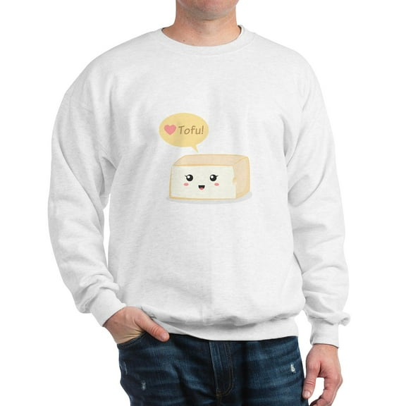 CafePress - Kawaii Tofu Asking People To Love Tofu Sweatshirt - Crew Neck Sweatshirt