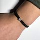 thumbnail image 3 of Pulsera tejida a mano negra con forma de corazón de plata y 26 letras para pareja, 3 of 6
