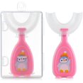 thumbnail image 1 of Cepillo de dientes infantil en forma de U (con estuche), cepillo de dientes infantil en forma de U, limpieza bucal 360° y blanqueamiento dental - Rosa, 1 of 5