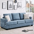 thumbnail image 3 of COZONY Modern 89" 3-Seater Sofa with Deep Seats, Chenille Fabric, Cup Holders and Side Storage Pockets for Living Room, Apartment,Blue, 3 of 8