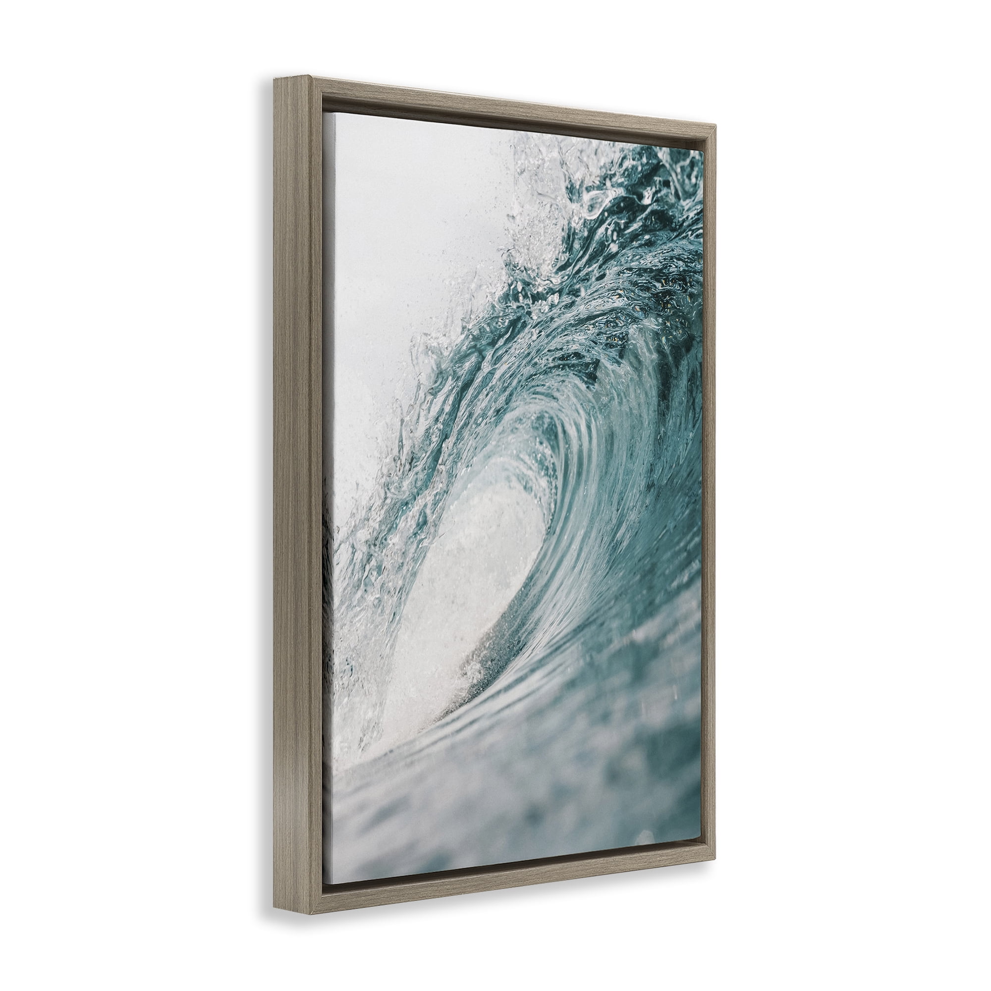 Stupell Industries Rolling Surf Waves Nautical & Beach Photography Brown Floater Framed Canvas Art Print Wall Art, 21 x 31